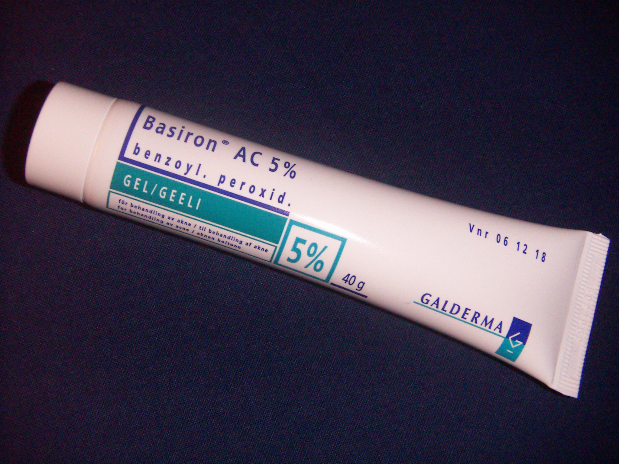 A Basiron AC5percent benzoyl-peroxide gel tube